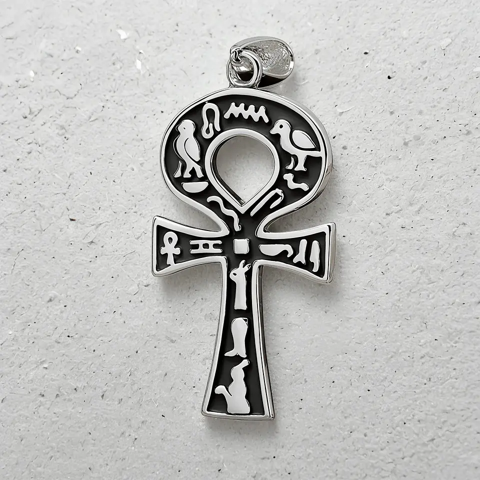 Colgante cruz ankh egipcio en plata 950 1