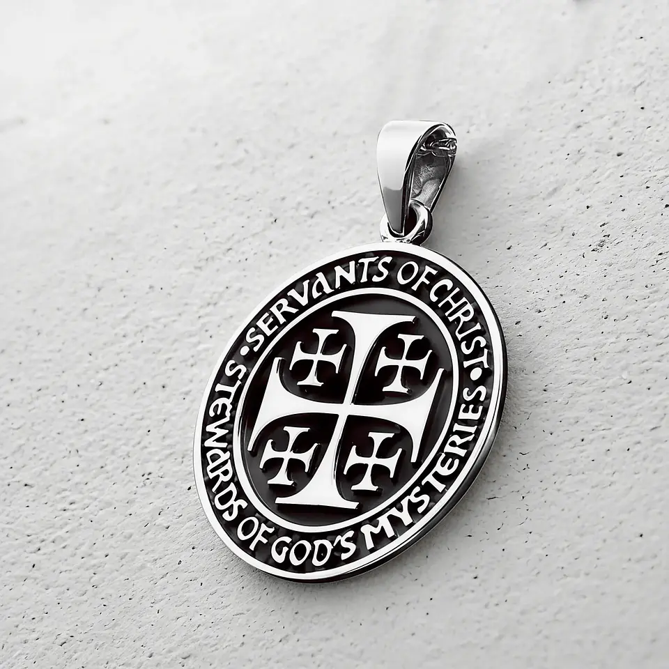 Colgante cruz de Jerusalén en plata 950 1