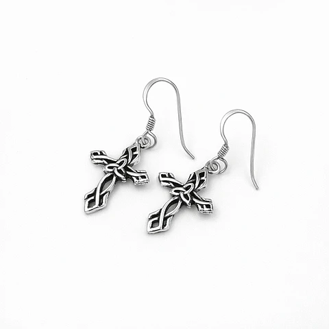 Aros cruz celta en plata 925