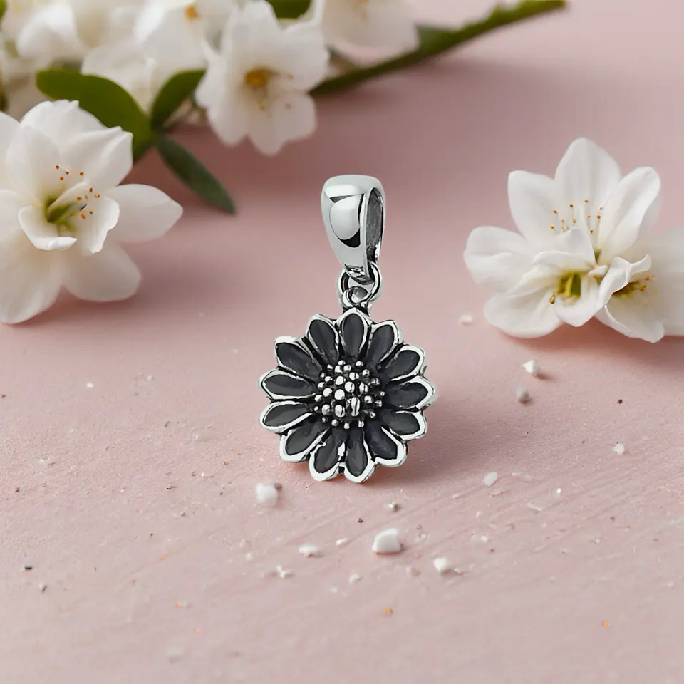 Colgamte de flor girasol en plata 925 1