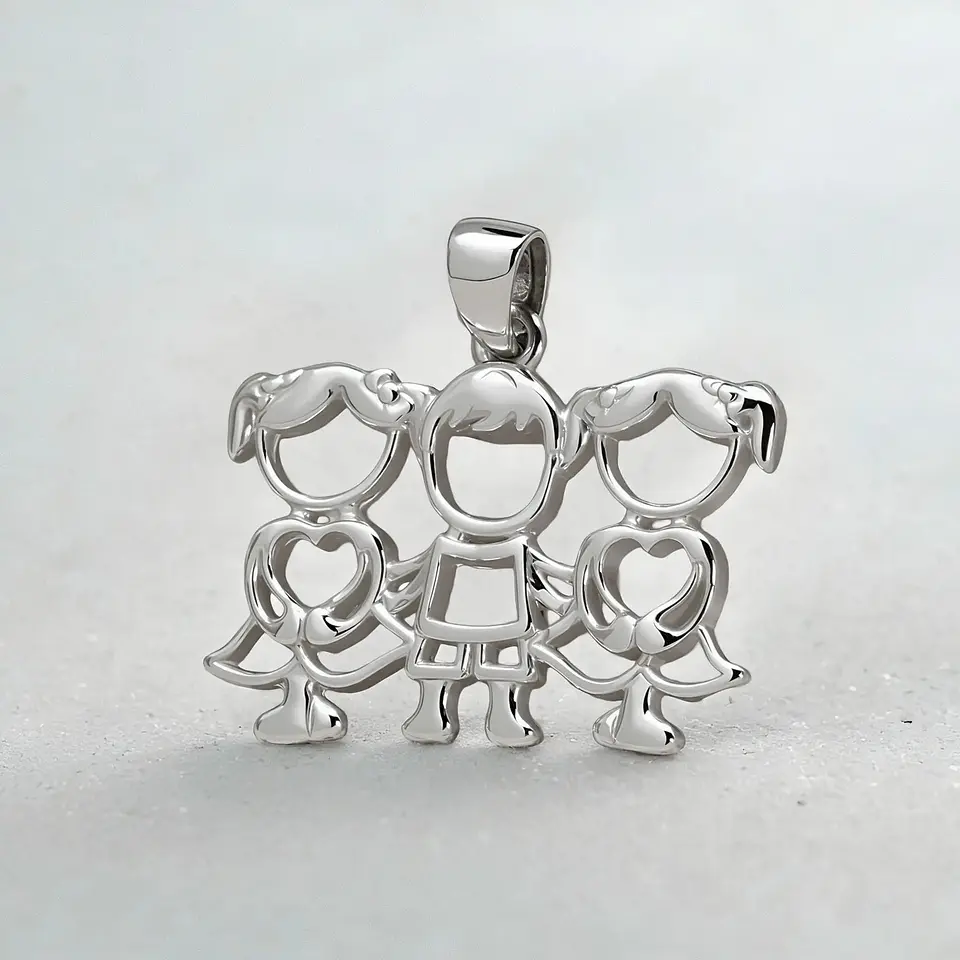 Colgante niña niño niña en plata 950 1