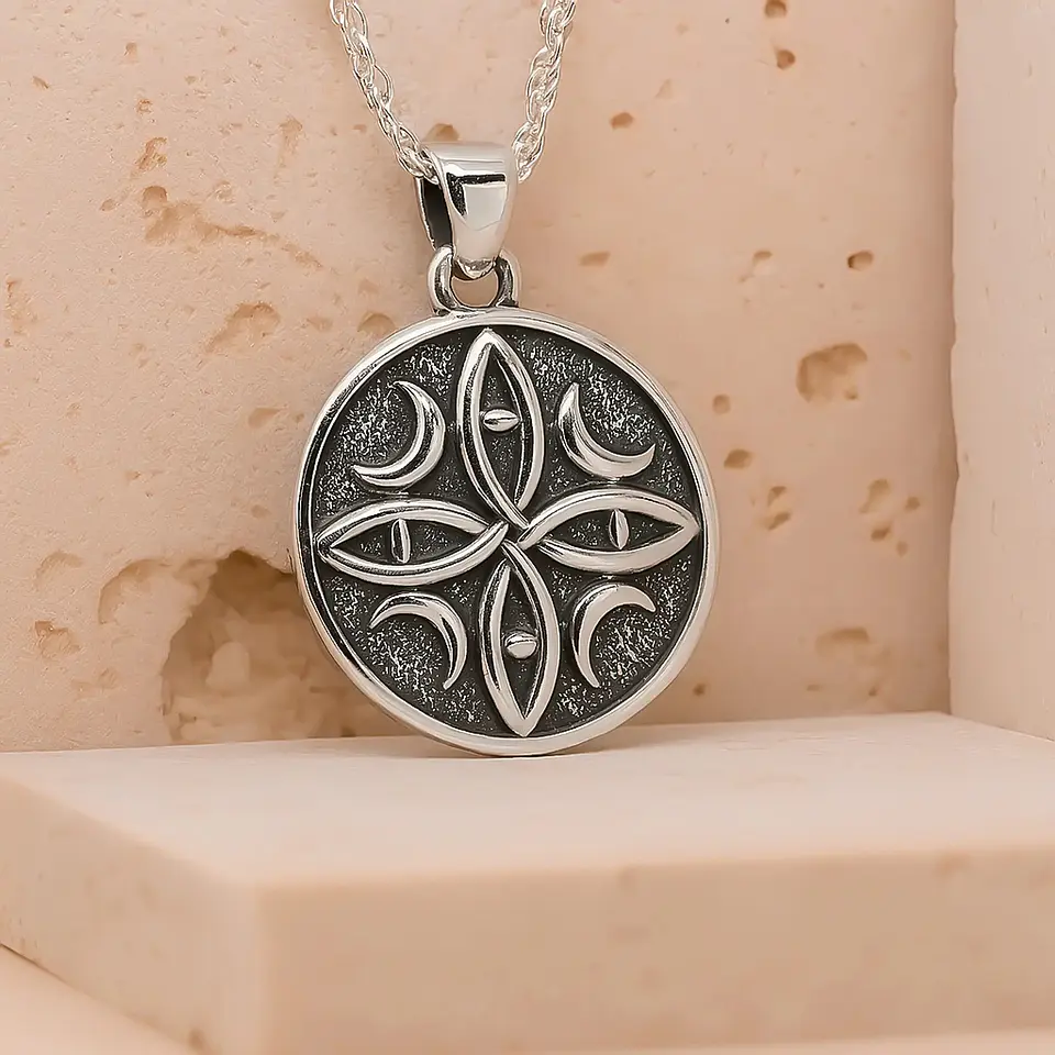 Colgante nudo de bruja tallado en plata 950 1