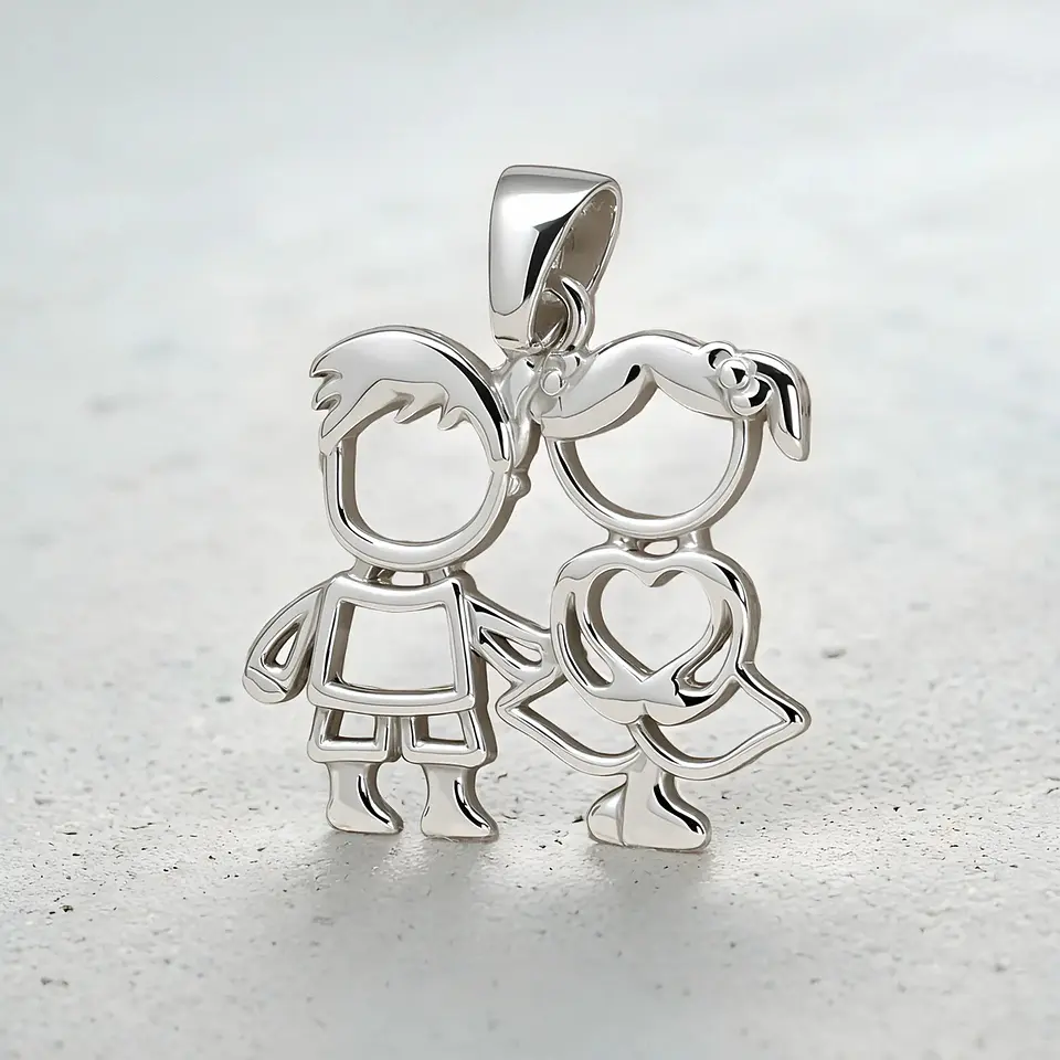 Colgante niño niña en plata 950 1