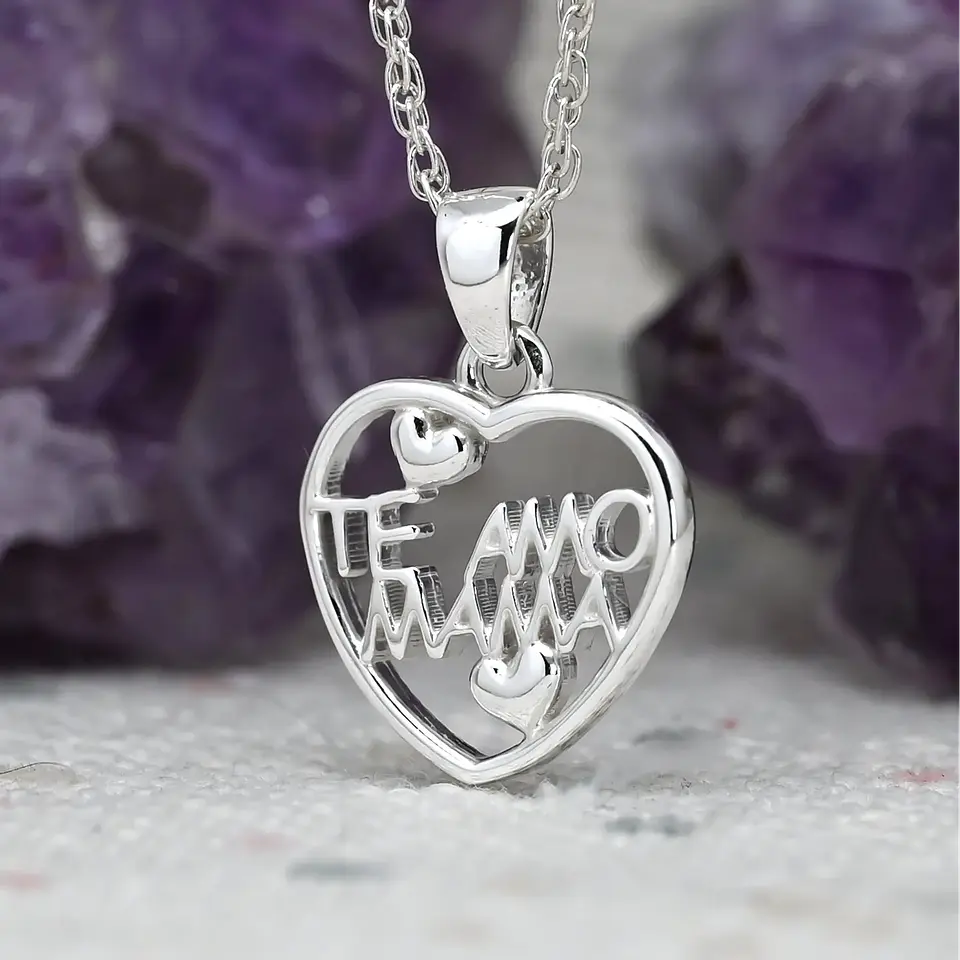 Colgante corazon te amo mama en plata 950 1