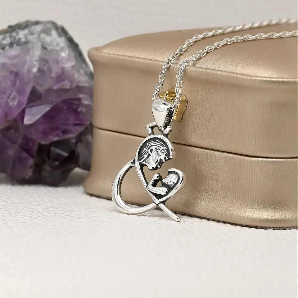 Colgante Madre bebe en plata 950 1