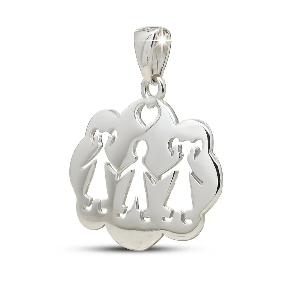 Colgante nube niña niño niña en plata 950 1