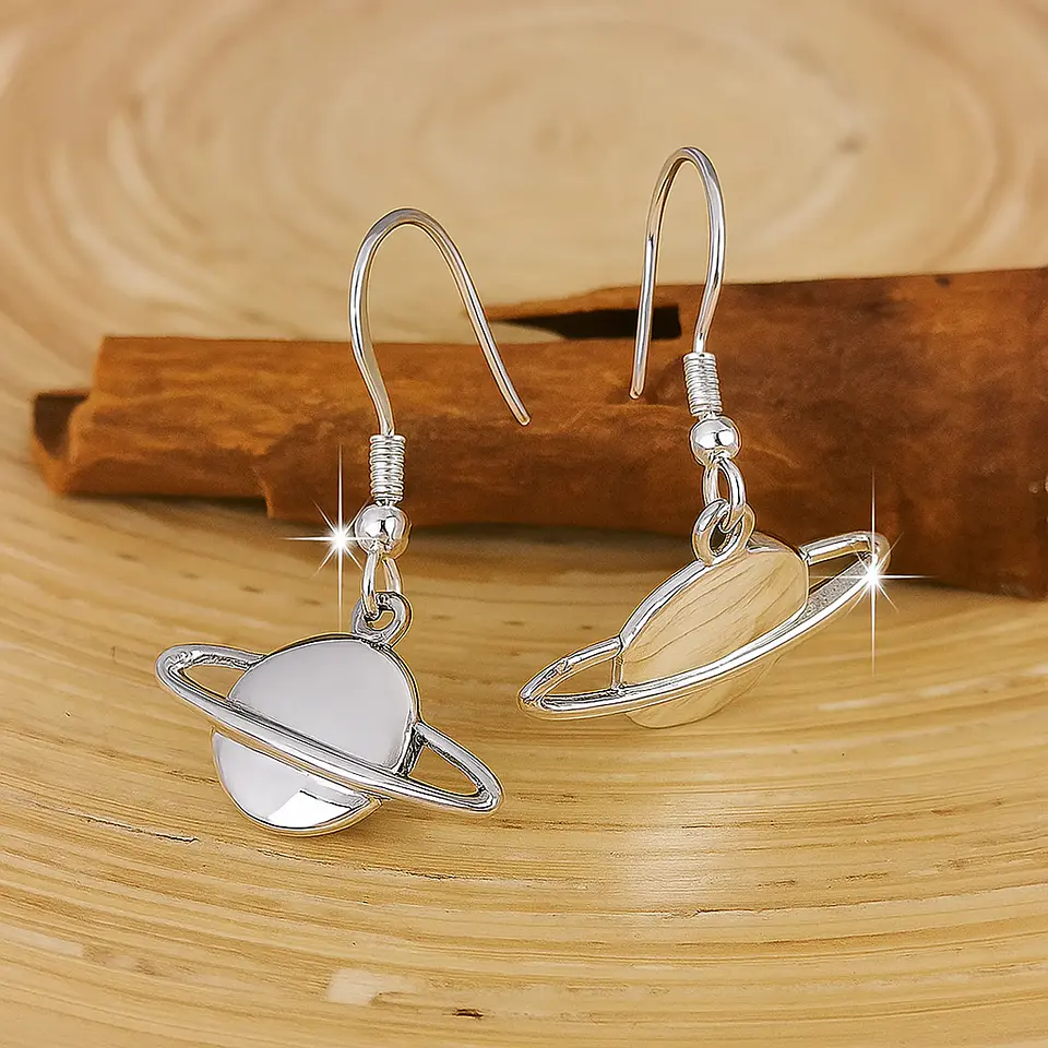Aros, aritos planeta saturno en plata 925 1