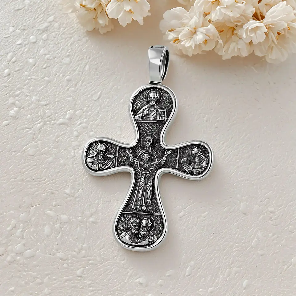 Colgante cru cristiana en plata 950 1
