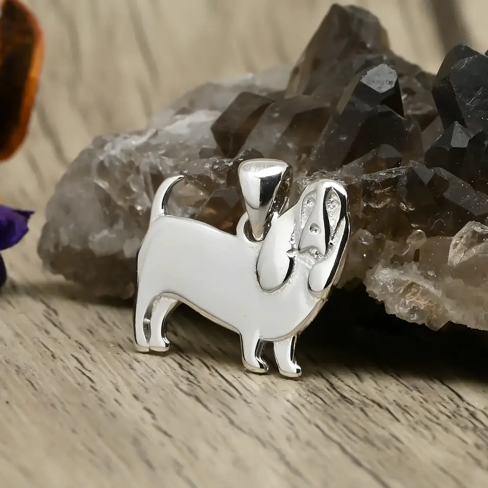 Colgante perro basset hound en plata 925 1
