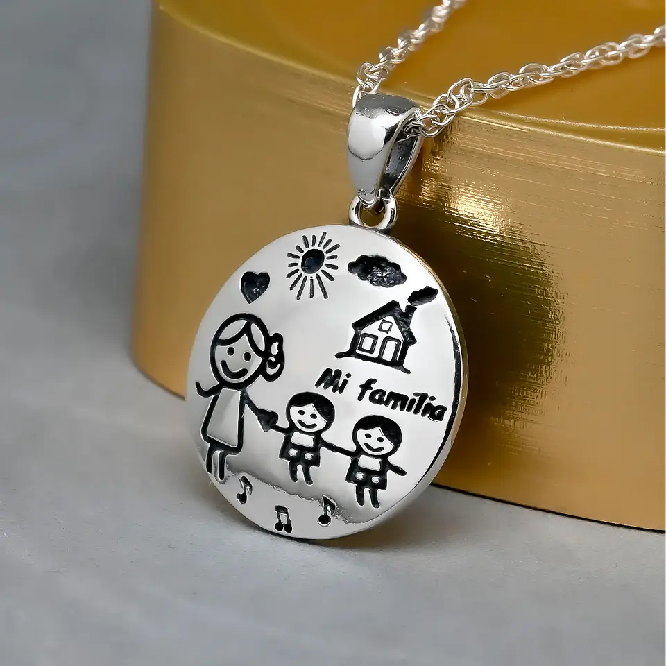 Colgante madre niño niño en plata 950 1