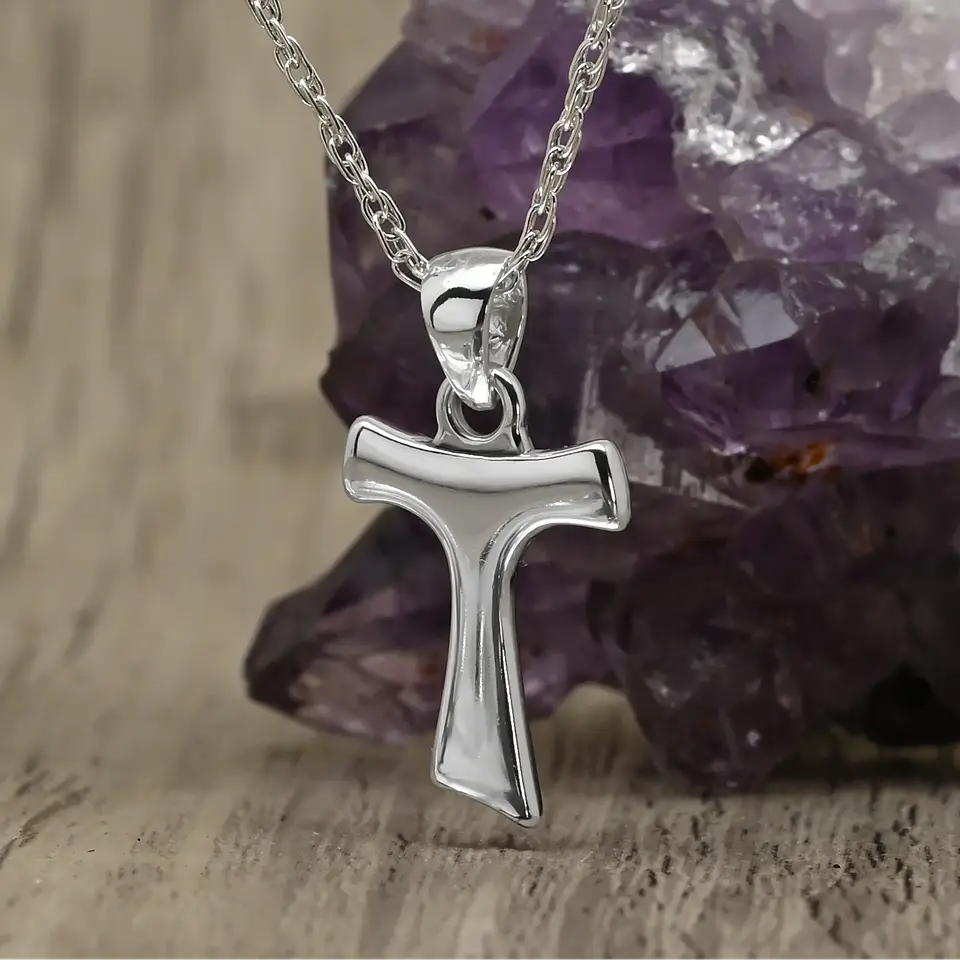 Colgante cruz de tau en plata 950 1