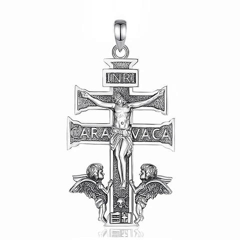Colgante cruz de caravaca maciza en plata 925