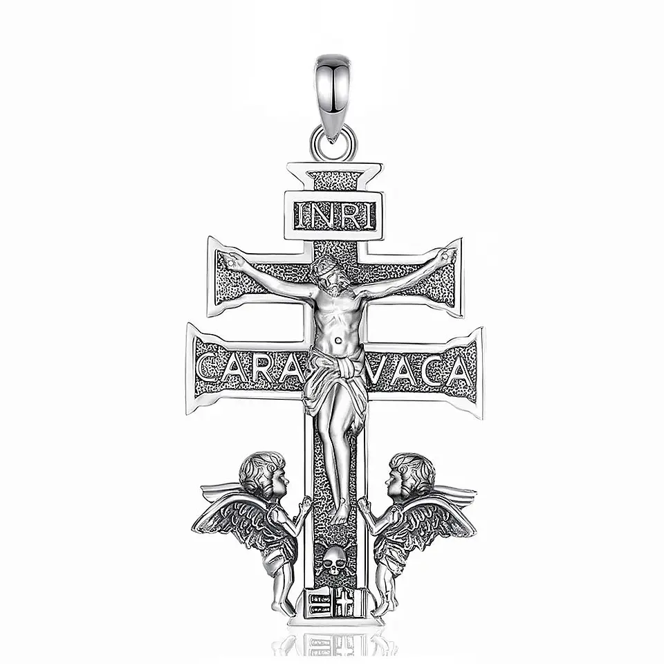Colgante cruz de caravaca maciza en plata 925 1