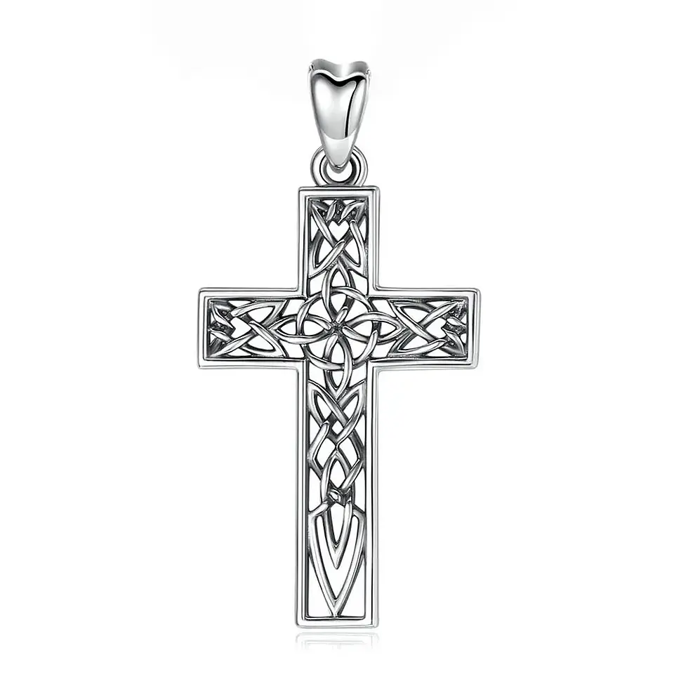 Colgante cruz nudo de brujas en plata 925 1