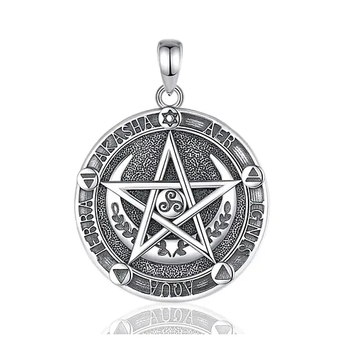 Colgante pentagrama de la luna en plata 925