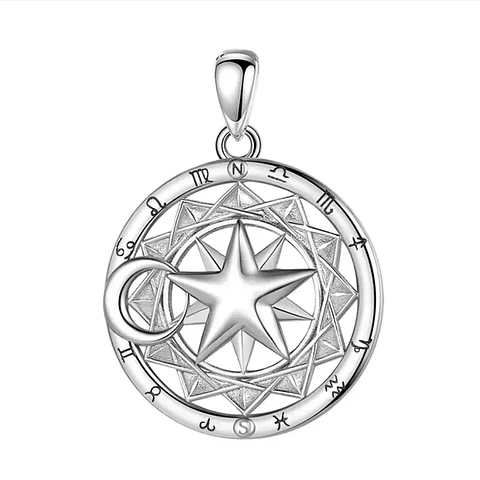 Colgante estrella y luna signos del zodiaco en plata 925