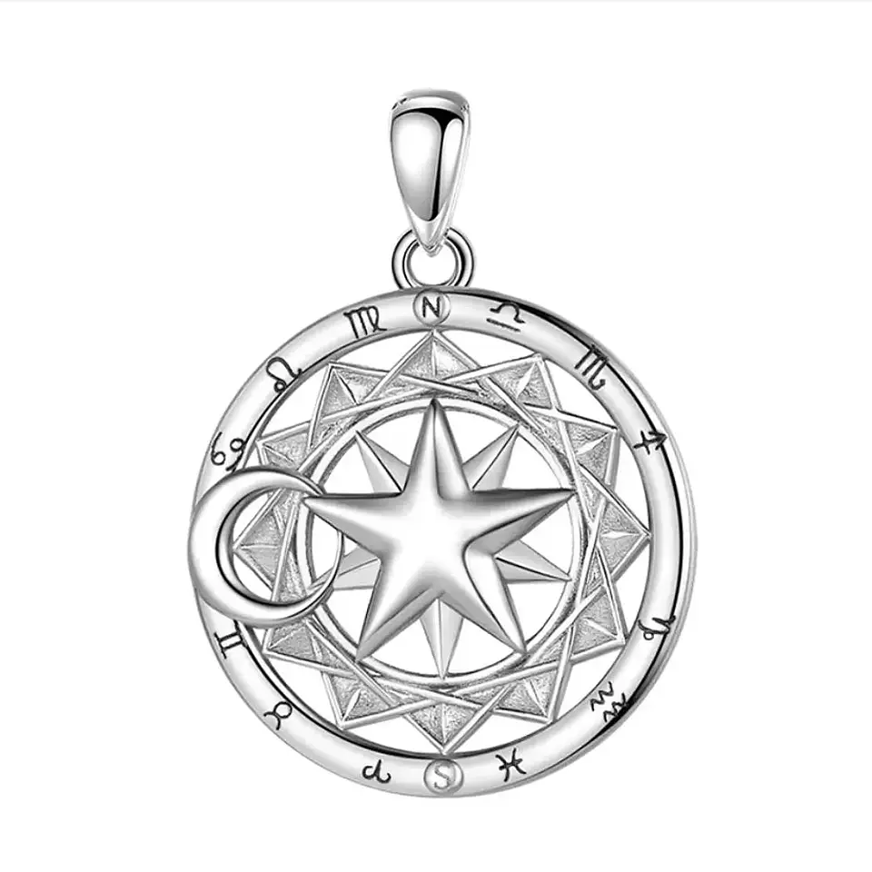 Colgante estrella y luna signos del zodiaco en plata 925 1