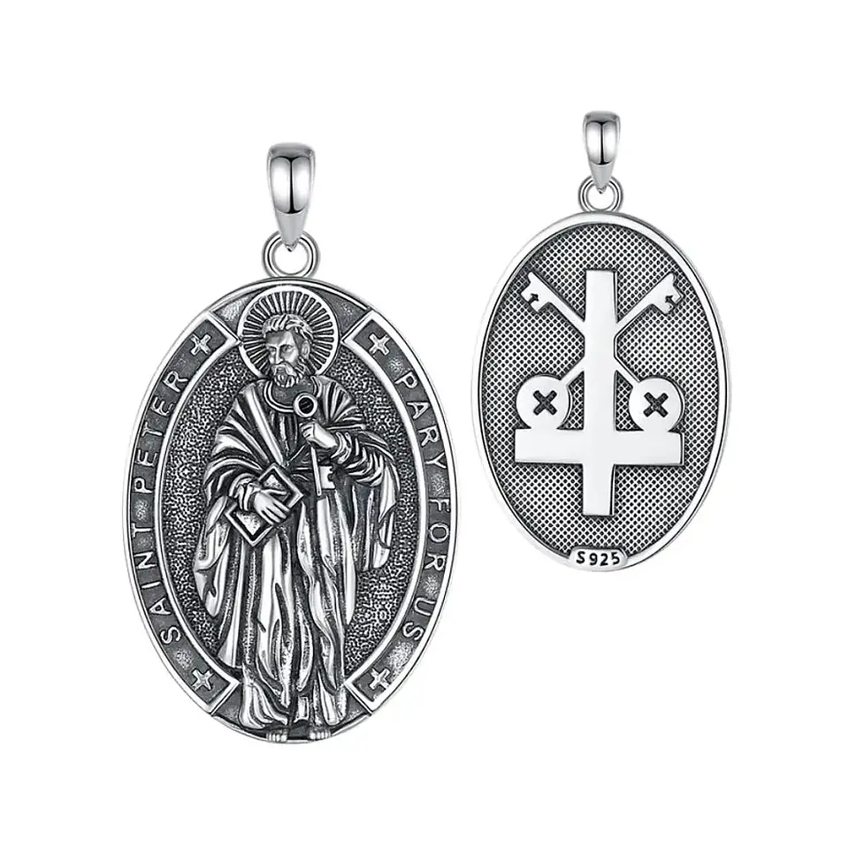 Colgante medalla de San pedro en plata 925 1