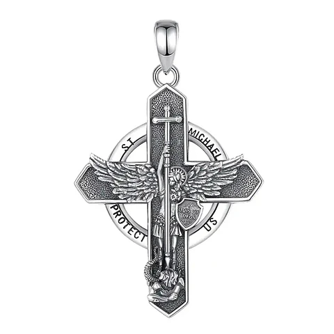 Colgante cruz de san miguel de arcángel en plata 925