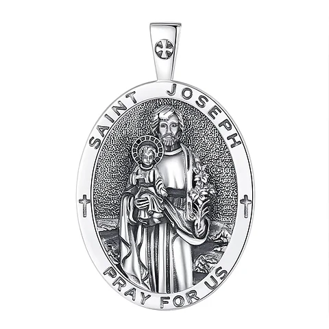 Colgante San Jose ovalada en plata 925