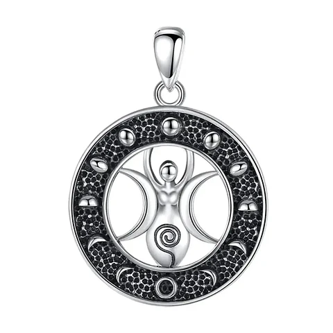 Colgante Ciclo lunar diosa triple luna en plata 925