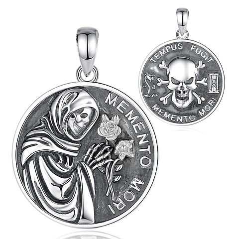 Colgante santa muerte, memento mori en plata 925