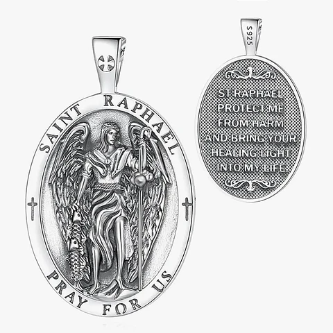 Colgante arcángel San Rafael en plata 925