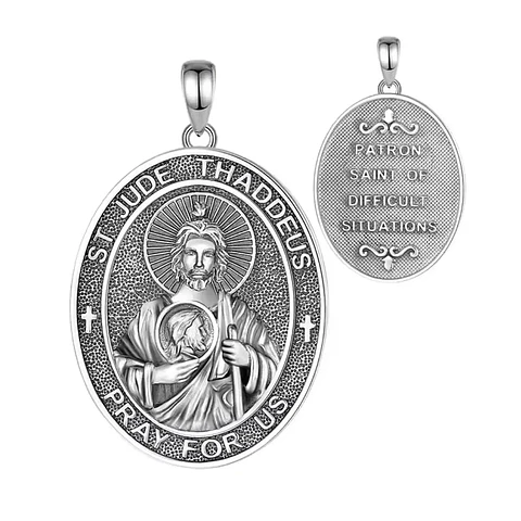 Colgante medalla de san judas Tadeo en plata 925