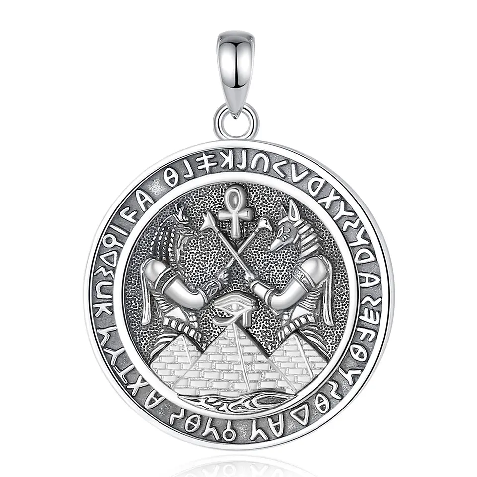 Colgante egipcio Anubis medalla en plata 925 1
