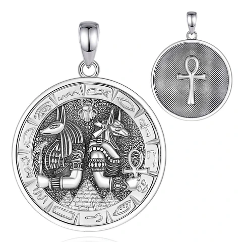 Colgante Medallón Anubis De Plata fina 925