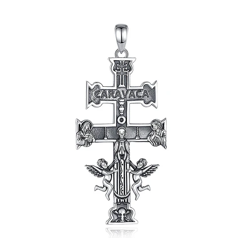 Colgante cruz de Caravaca todos los símbolos en plata 925