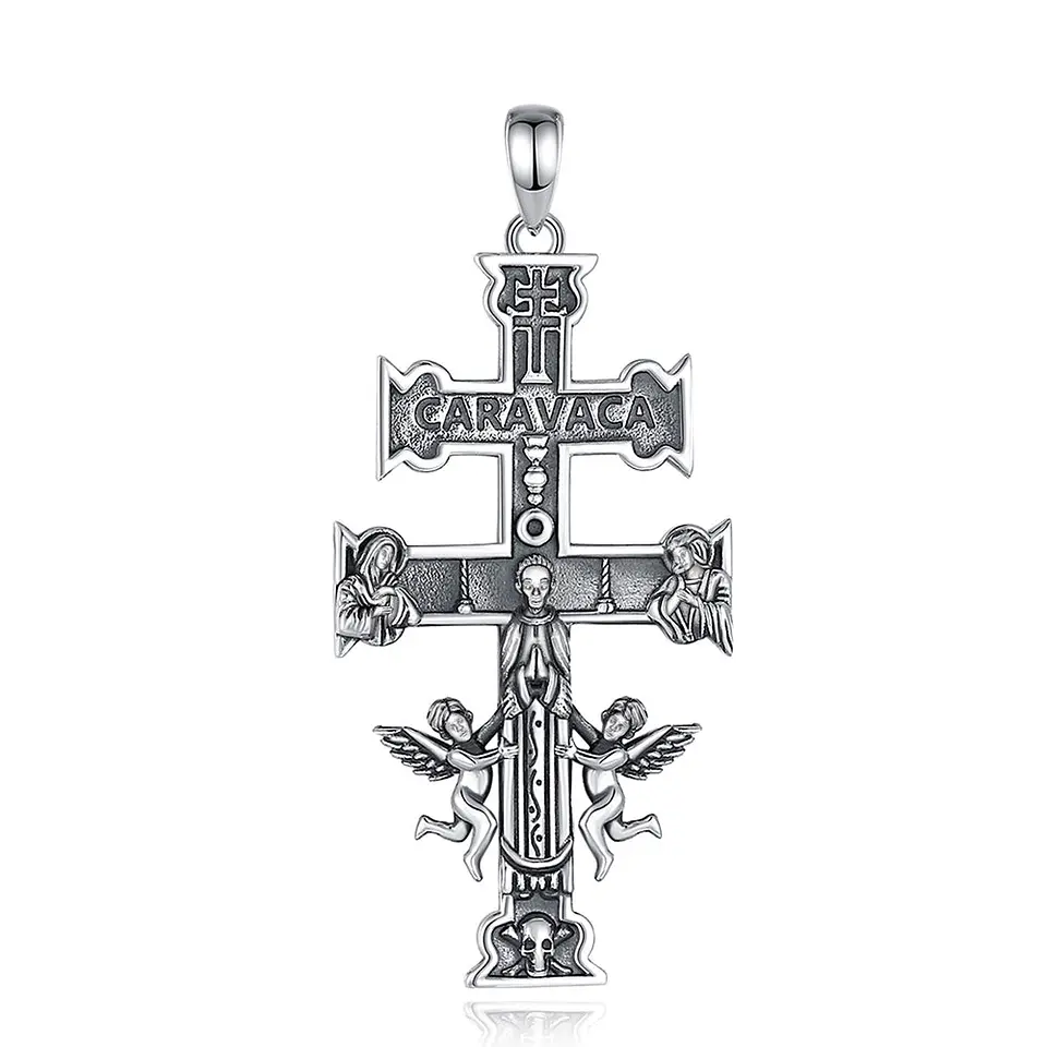 Colgante cruz de Caravaca todos los símbolos en plata 925 1