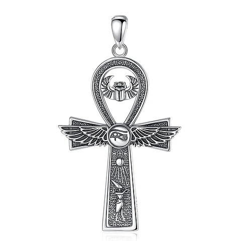 Colgante llave del cielo akh, cruz egipcia en plata 925