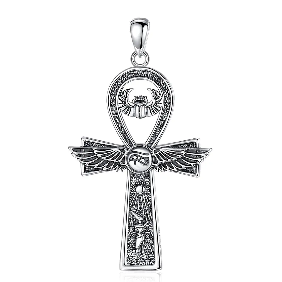 Colgante llave del cielo akh, cruz egipcia en plata 925 1
