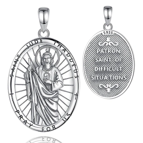 Colgante medalla san judas Tadeo, en plata 925