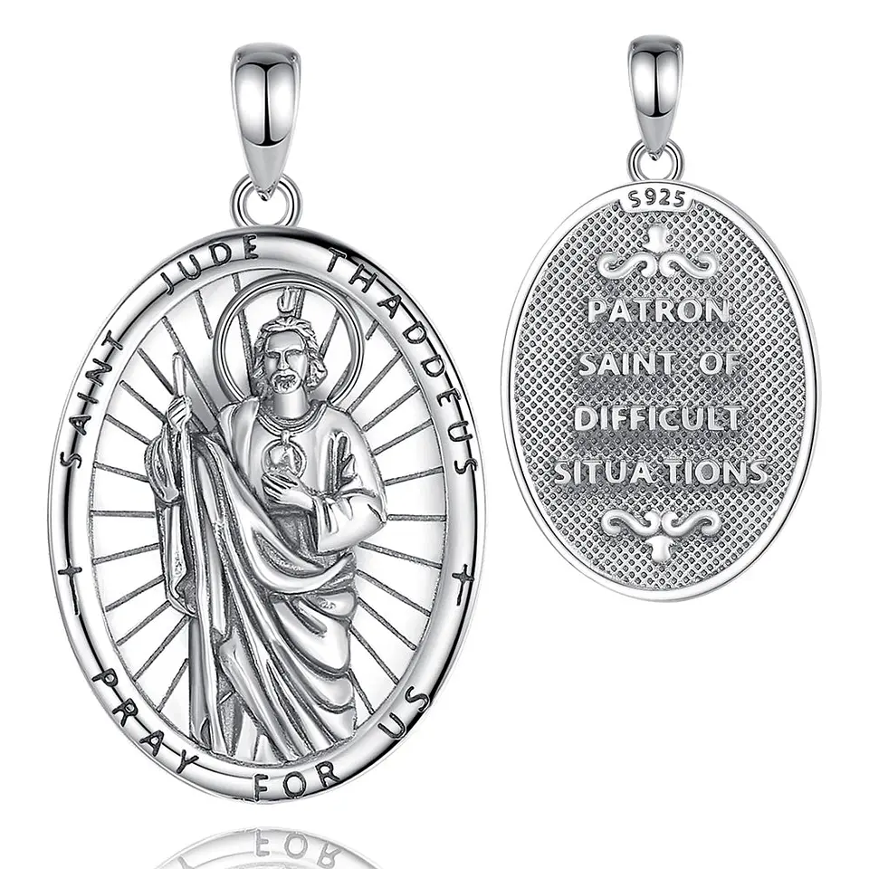 Colgante medalla san judas Tadeo, en plata 925 1