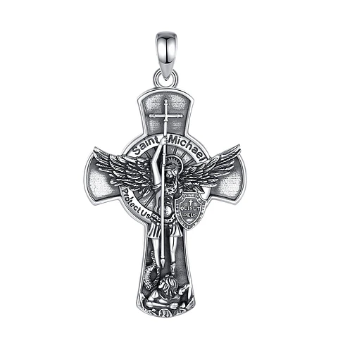 Colgante cruz arcángel san miguel en plata 925