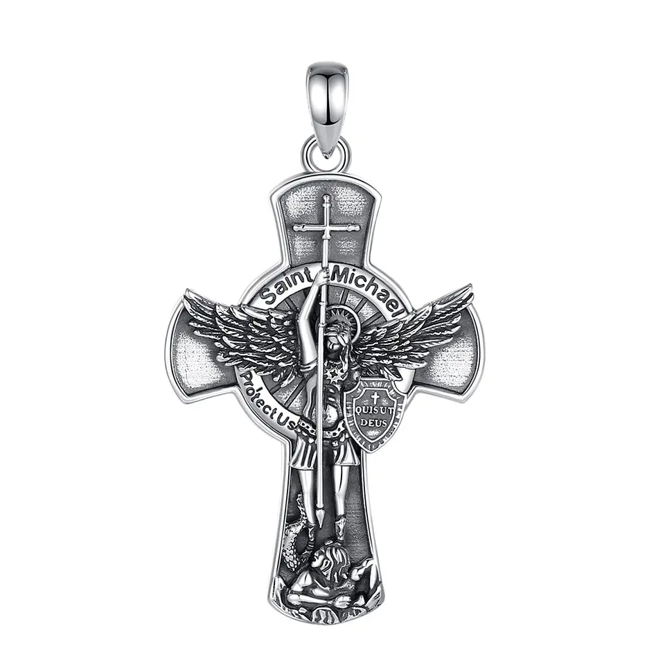 Colgante cruz arcángel san miguel en plata 925 1