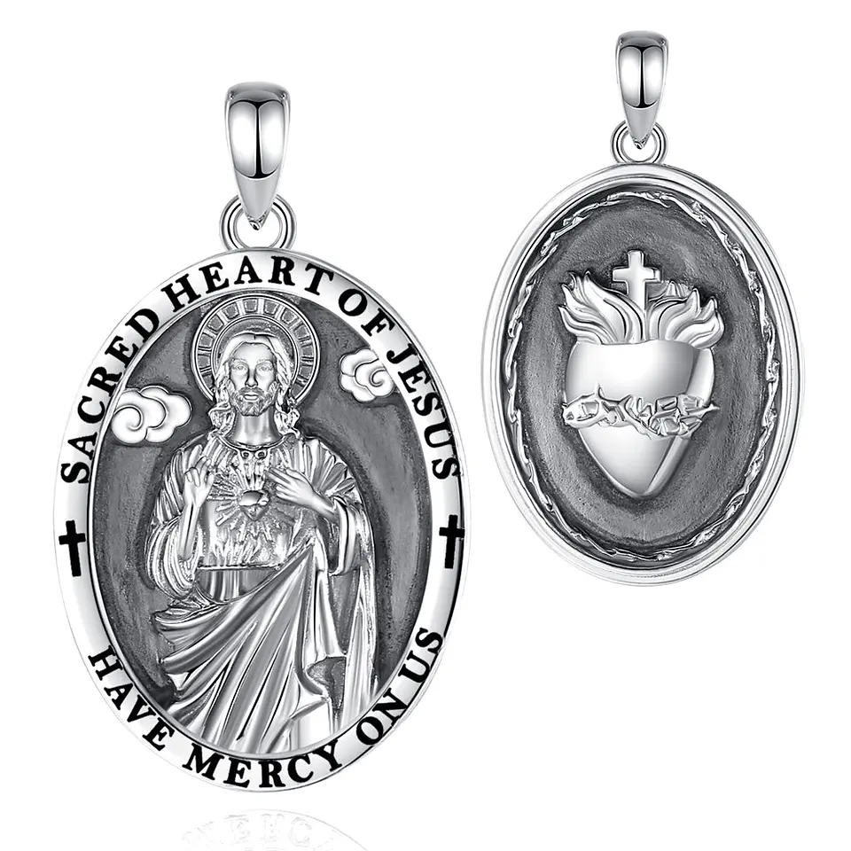 Colgante sagrado corazon de Jesús en plata 925 1