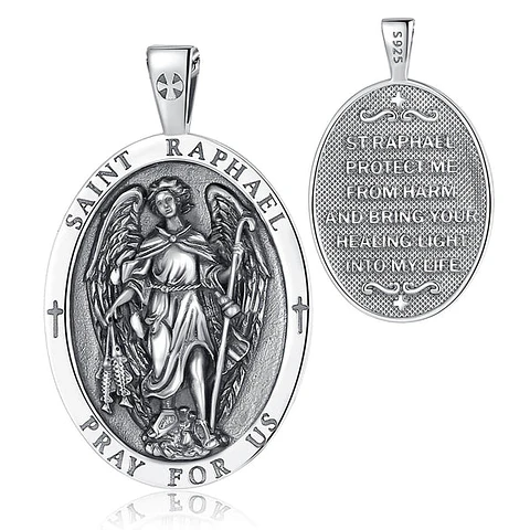 Colgante san Rafael arcángel en plata 925
