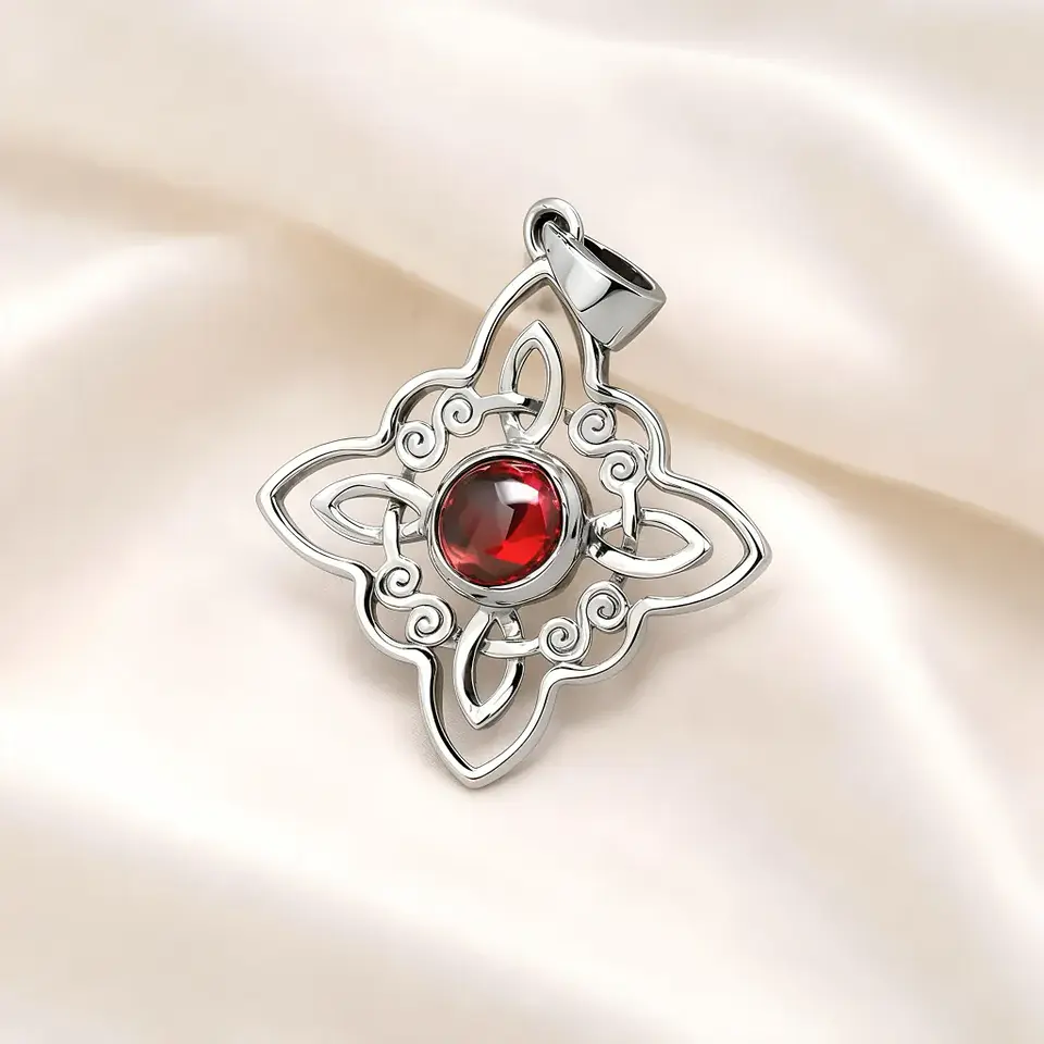 Colgante nudo de bruja granate en plata 925 1