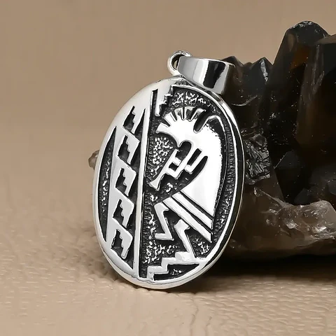 Colgante kokopelli dios de la fertilidad en plata 925