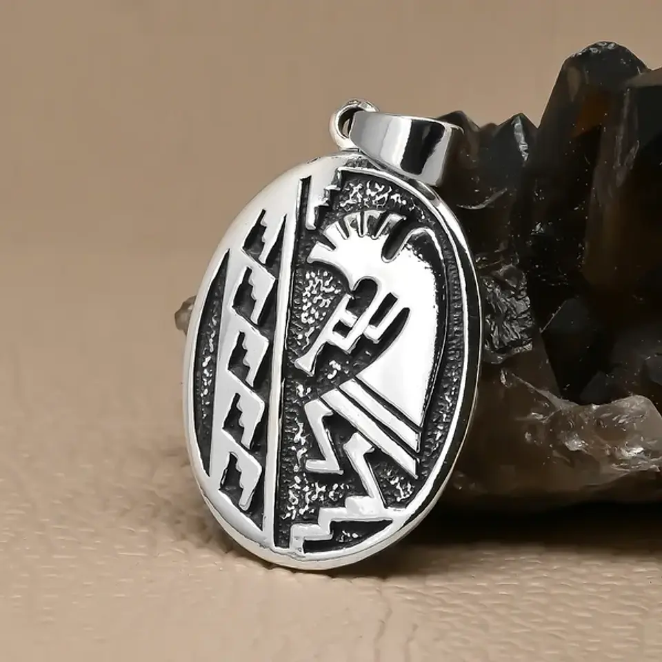 Colgante kokopelli dios de la fertilidad en plata 925 1