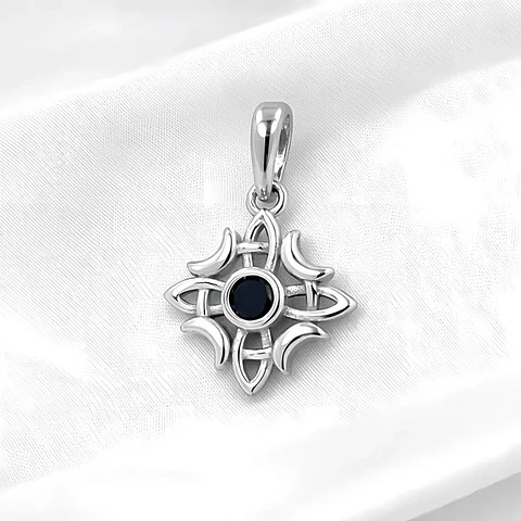 Colgante nudo de brujas 4 lunas mini en plata 925