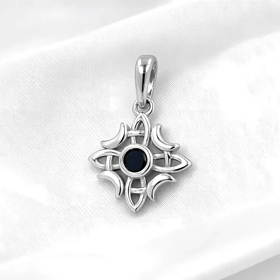 Colgante nudo de brujas 4 lunas mini en plata 925 1