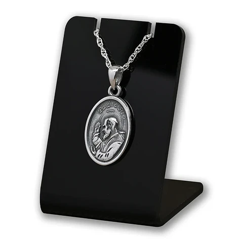 Colgante medalla san padre pio en plata 925