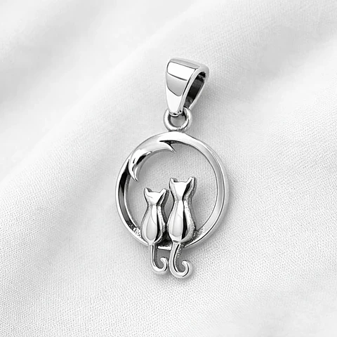 Colgante gato madre & hijo en plata 925