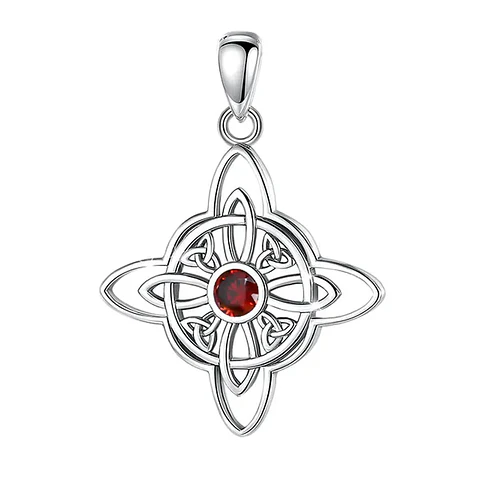 Colgante nudo de bruja granate en plata 925