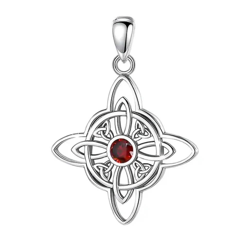 Colgante nudo de bruja granate en plata 925 1