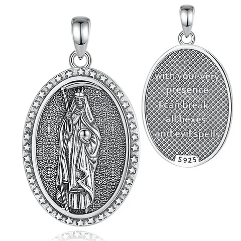 Colgante Santa Muerte Ovalado En Plata 925